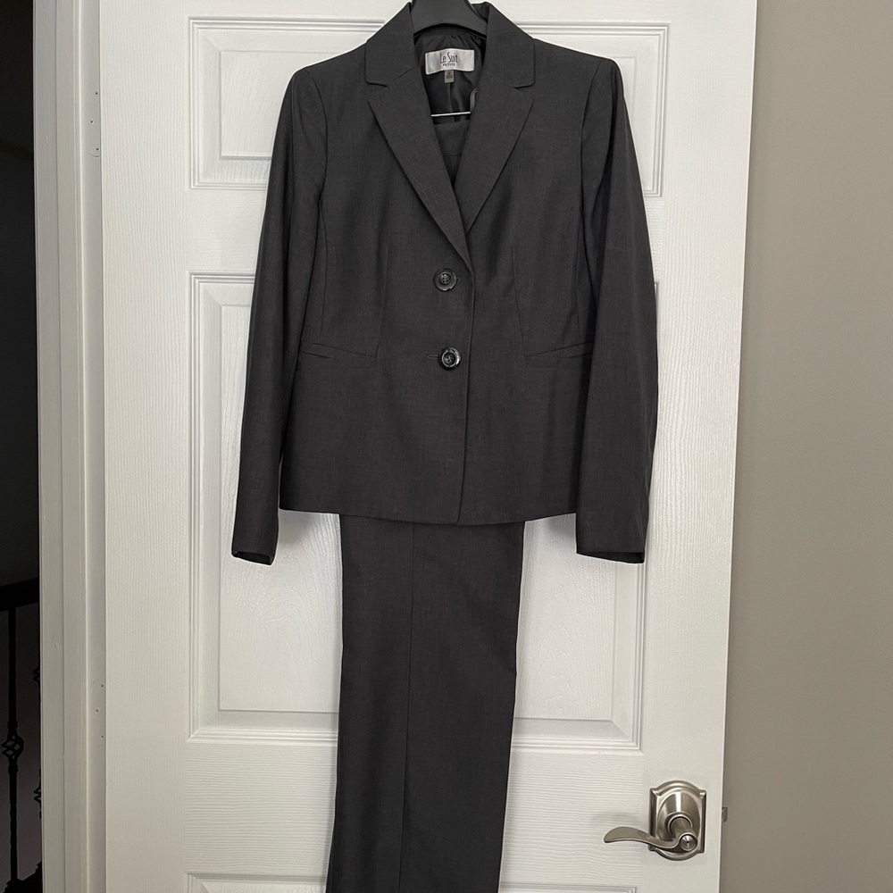 Le Suit Pantsuit, 6P, Charcoal